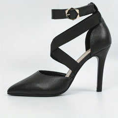 Solid Stiletto Heels Ankle Strap Pumps