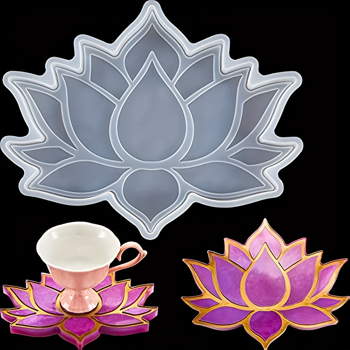 Lotus Flower Coaster Mold Epoxy Resin Casting Silicone Cup Mat Mold