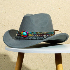 Jazz Hat With Upturned Tassels Edge Top Hat