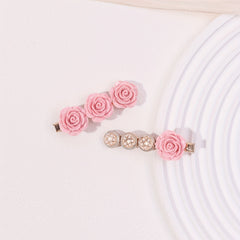Pink Flower Hair Clip Sweet Duck Billed Clip For Bangs