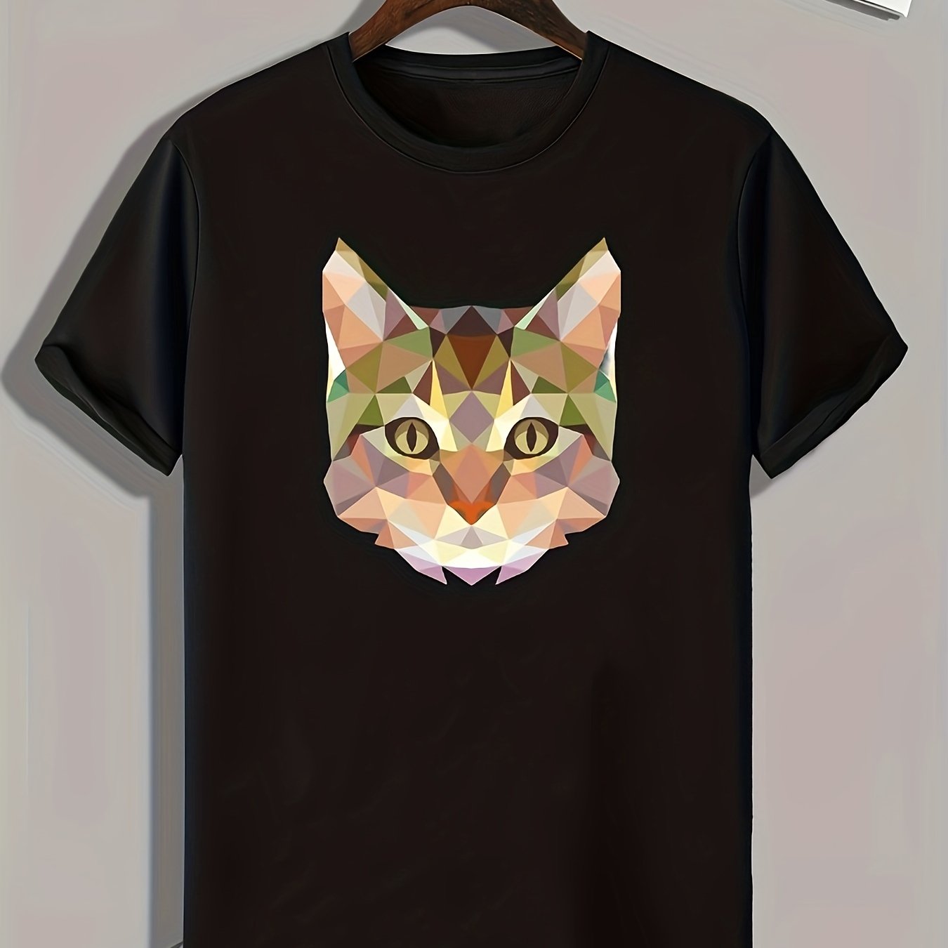 Cat Pattern Print Men's Comfy Sports T-shirt