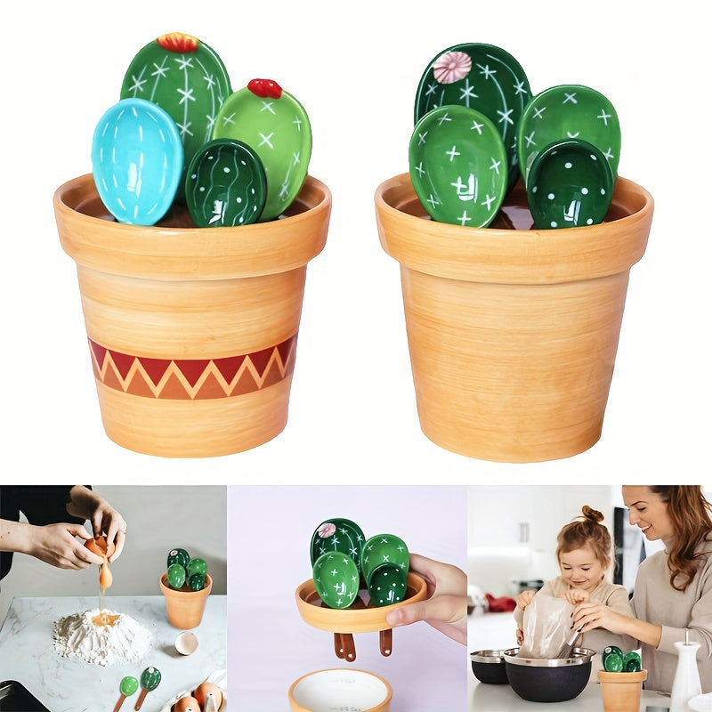 Cactus Spoons Ceramic Set Creative Soup Spoons with Holder Baking Tool Gift