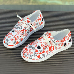 Love Pattern Lace-up Skate Shoes for Women