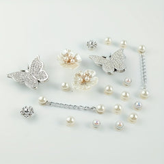 20pcs Shoe Charms Set Diamond Butterfly Flower Pearl Decor