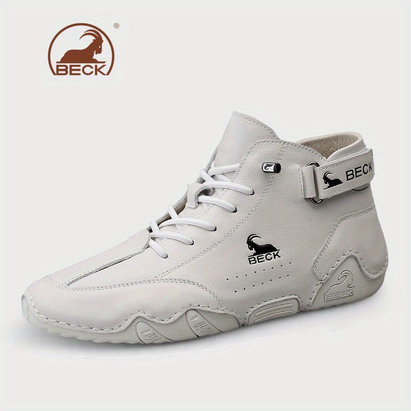 Men's Leather Lace-up Sneakers Comfortable Walking Shoes