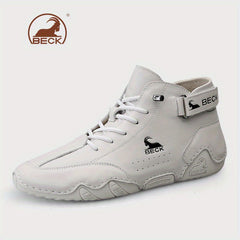 Men's Leather Lace-up Sneakers Comfortable Walking Shoes