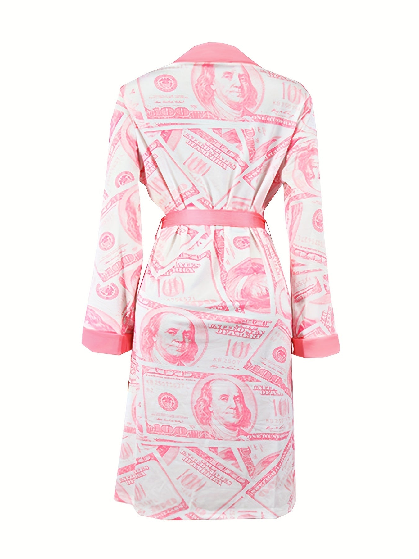 Pop Art Print Long Sleeve Open Front Plus Size Dress