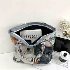 Canvas Shopping Tote Bag with Large Capacity Zipper Handbag