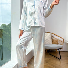 Floral Print Pajama Set Long Sleeve Top & Lounge Pants