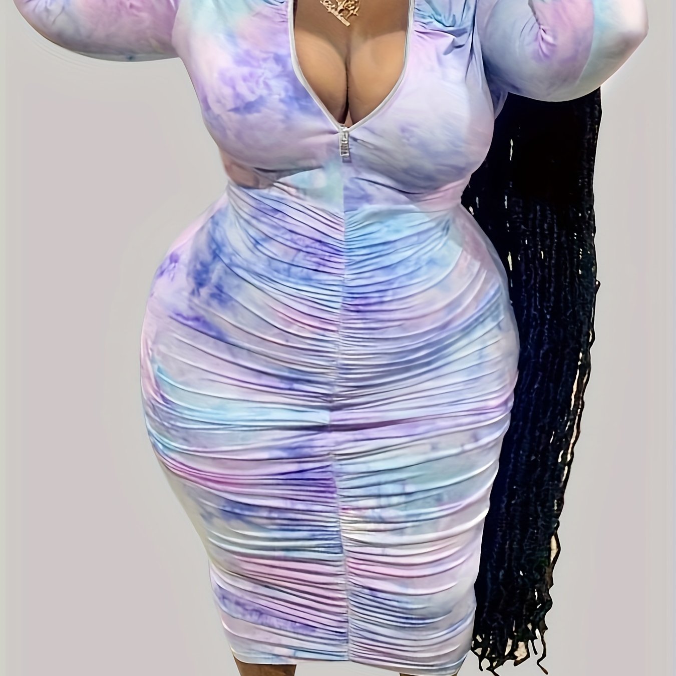  Tie Dye Long Sleeve Bodycon Dress