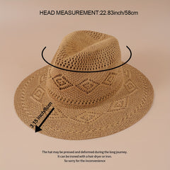 Vintage Hollow Crochet Straw Hat Women Fedora Cap Beach Hats