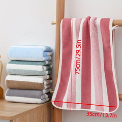 2pcs Striped Pattern Towel Set Soft Hand Towel Bath Towel Quick Drying