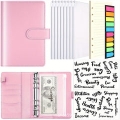 A6 Budget Book Macaron PU Binder Cash Hand Book
