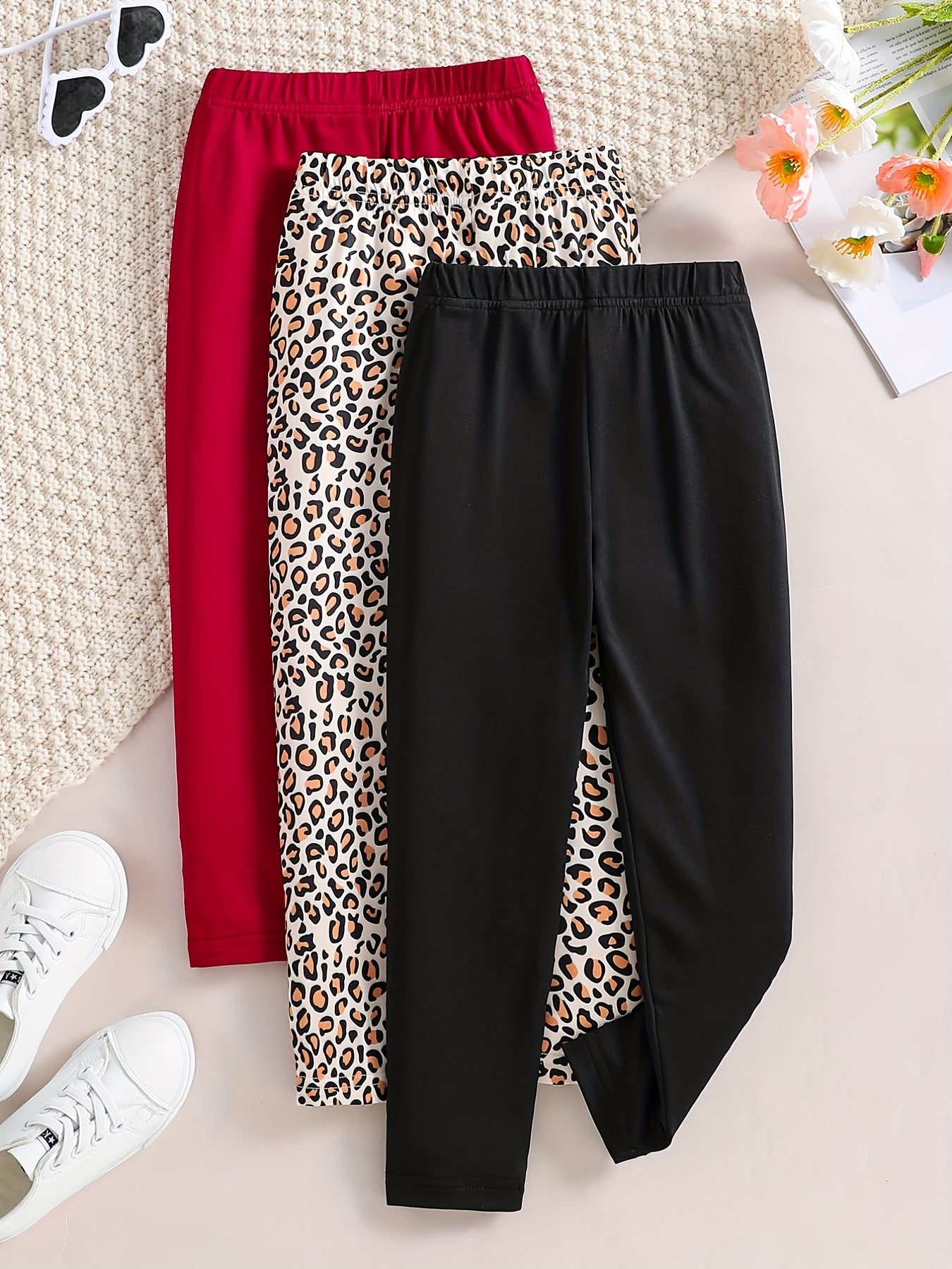 4pcs Girl's Comfort Fit Legging Pants Set