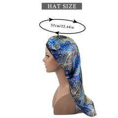 Paisley Print Satin Bonnet Double Layer Sleeping Cap Long Hair Bonnets