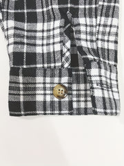  Plaid Print Button Up Hooded Shirt