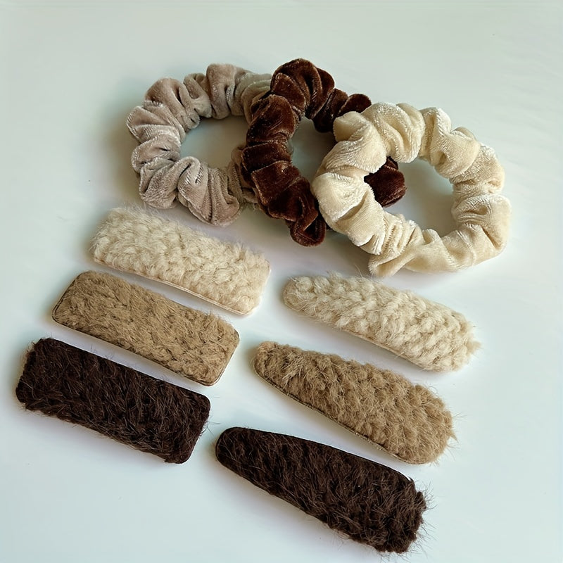 Coffee Hair Accessories Set for Women Girls