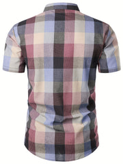 Plaid Print Men's Casual Short Sleeve Shirt
