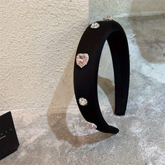Y2K Pink Rhinestone Headband Satin Hair Band for Women Girls