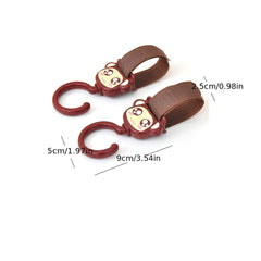 2pcs Cartoon Animal Stroller Hooks Multifunctional Self-adhesive Storage