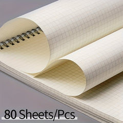 A5 Coil Notebook 80 Sheets PP Cover Horizontal Line Grid Spiral Hardcover