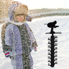 Metal Snowmobile Snow Gauge Garden Stake Christmas Decor