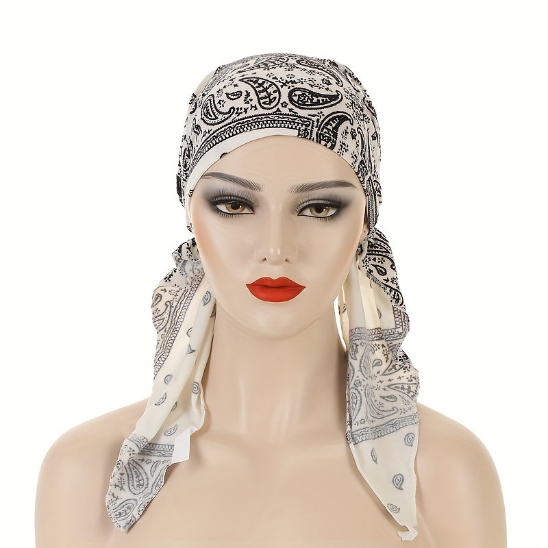 Paisley Print Head Wrap Turban Cap Headscarf Ramadan Hijab Chemo Cap
