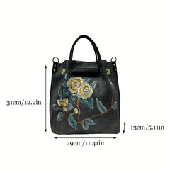 Embroidered PU Tote Chinese Style Commute & Travel Bag