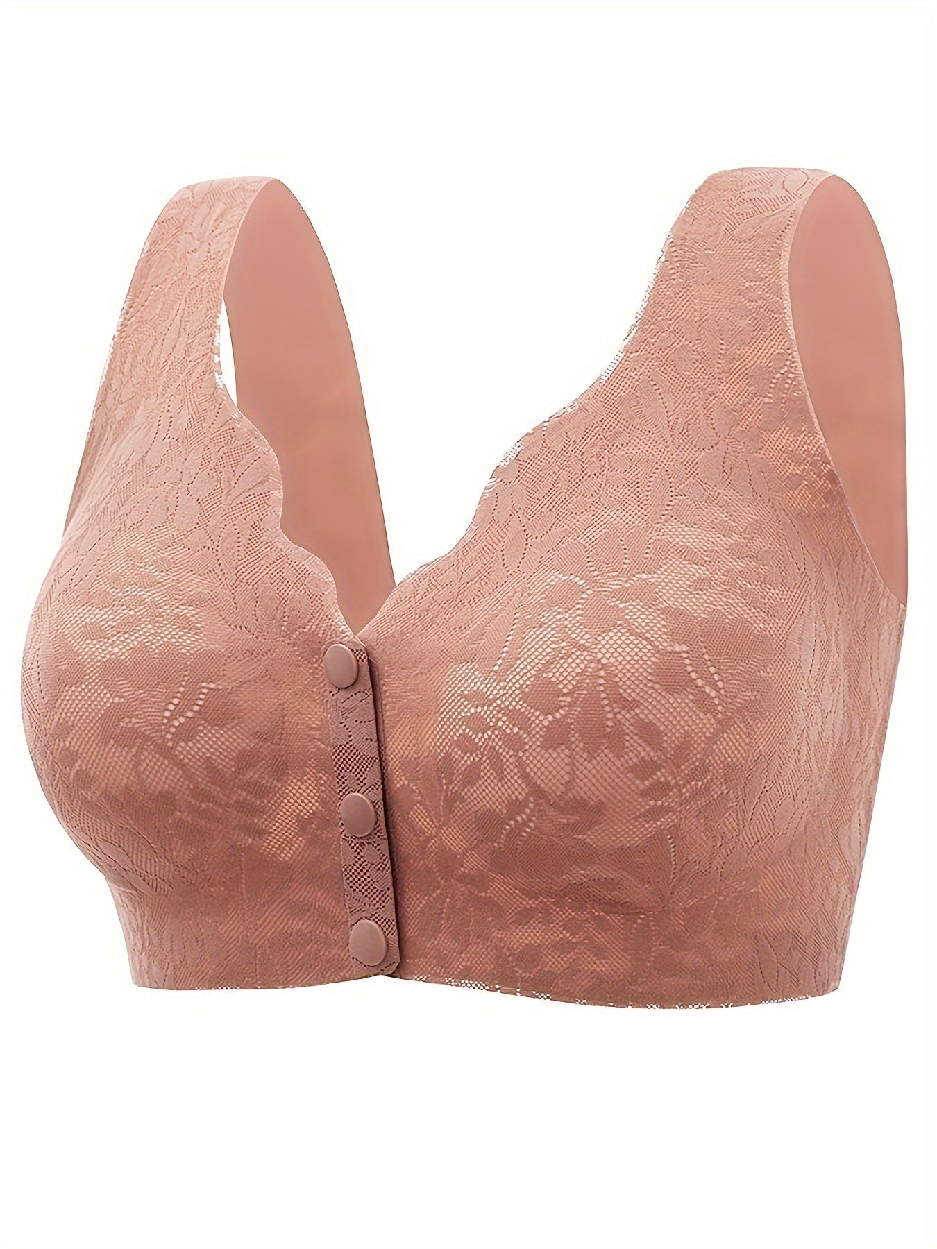 2pcs Contrast Lace Wireless Bras Front Buckle Women's Lingerie