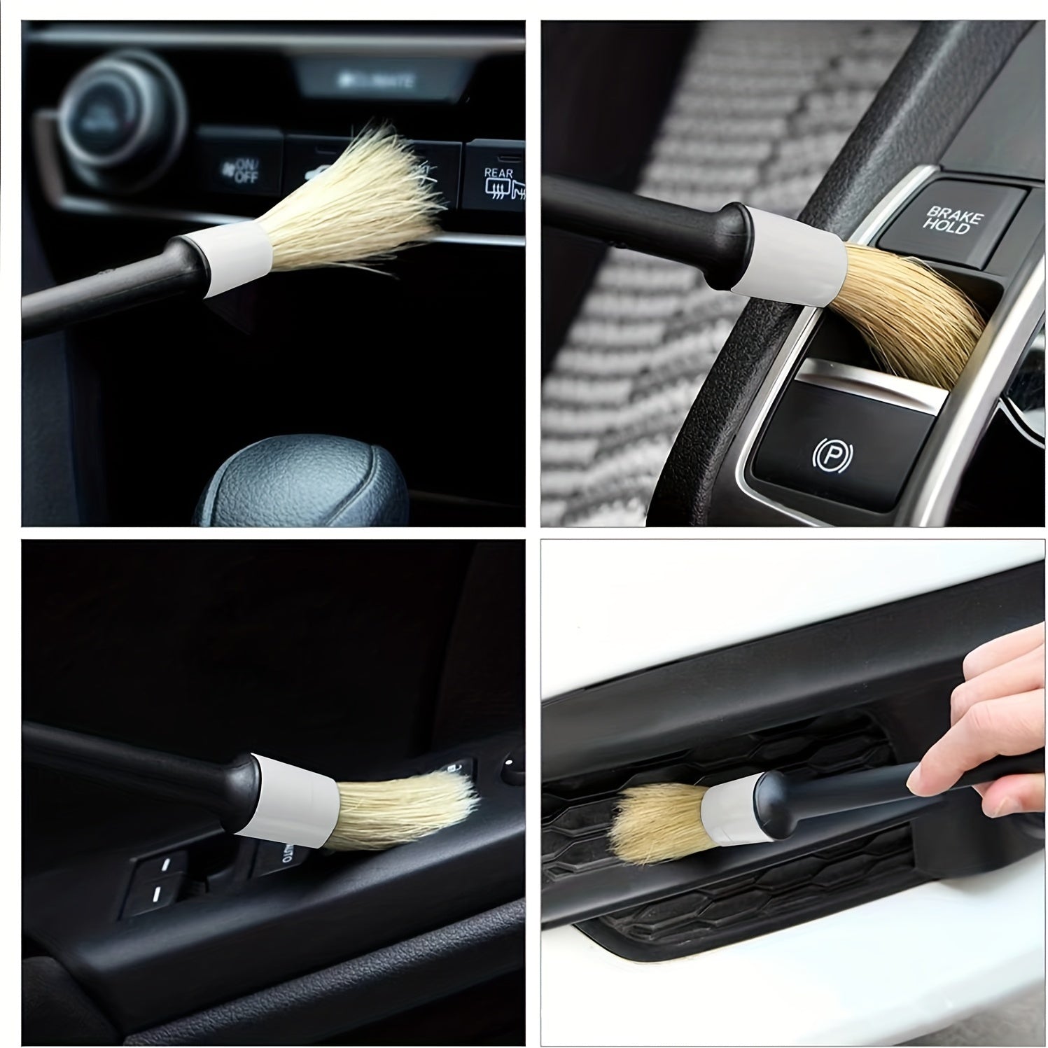 3pcs Soft Car Detail Brushes Pig Hair Perfect For Washing Emblems
