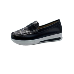 Women's Platform Slip-on Loafers Round Toe Soft Sole Shoes