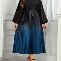  Women's Ombre Lantern Sleeve Maxi Dress