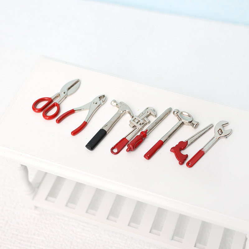 1:12 Scale Toy Toolbox Metal Alloy Tool Set for Dollhouse Decorations