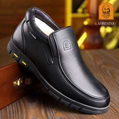 LAORENTOU Men's Leather Fleece Dress Boots