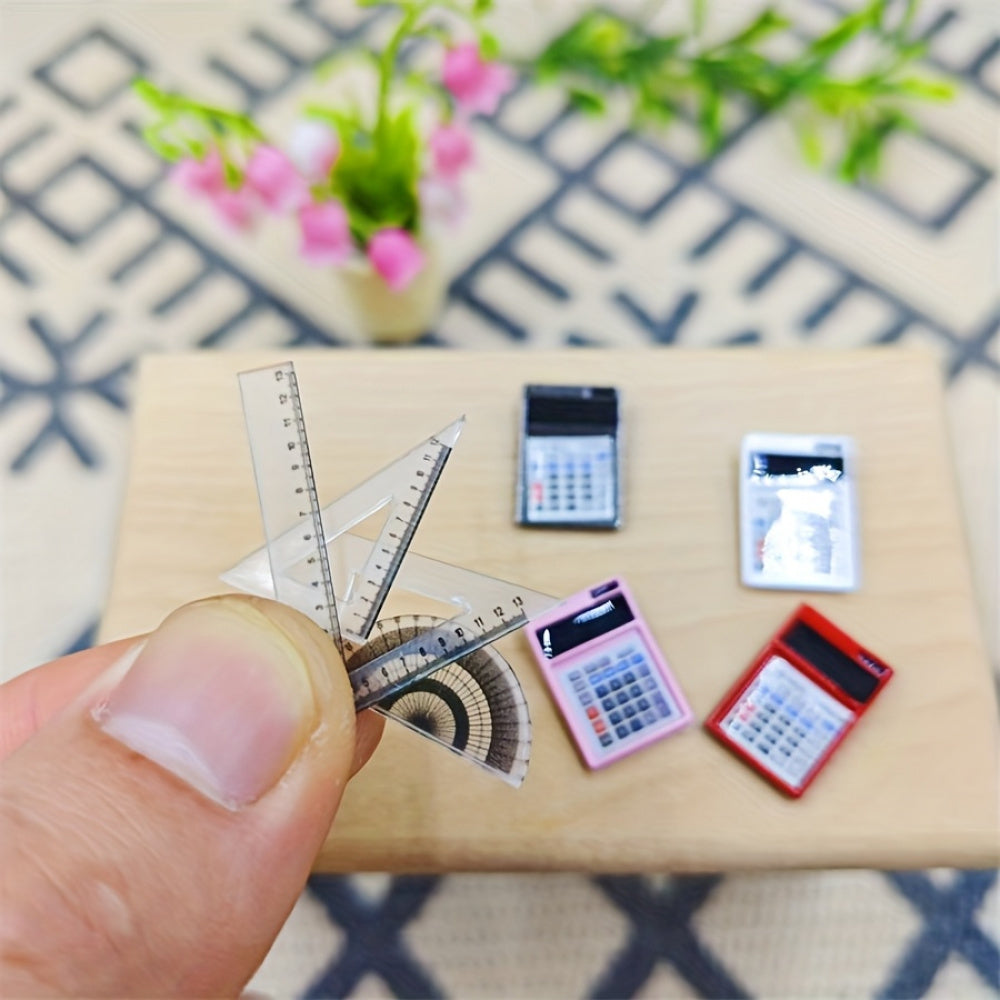 4pcs Dollhouses Plastic Ruler Set Realistic Stationery Learning Supplies