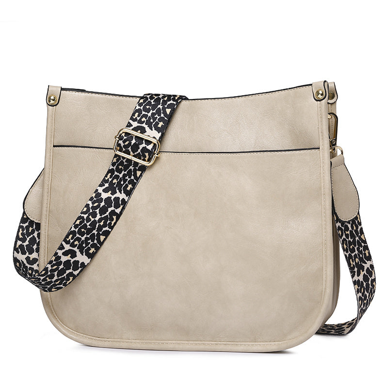 Leopard Print Crossbody Bag Saddle Shoulder Zipper Bag