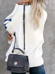  Colorblock Sweater Round Neck Jumper