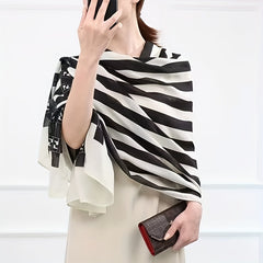 Stripe Print Block Scarf Warm Shawl Windproof Head Wrap