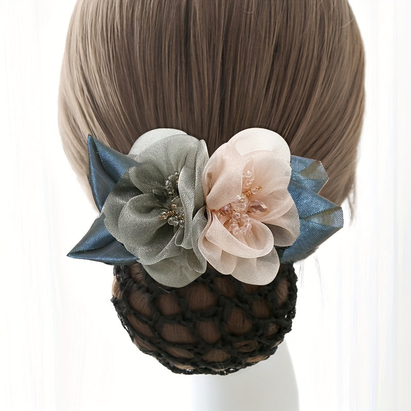 Mesh Flower Hair Net Ponytail Bun Holder Hair Accessories