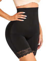 Lace Trim Shaping Shorts High Waist Tummy Control Slimming Shorts