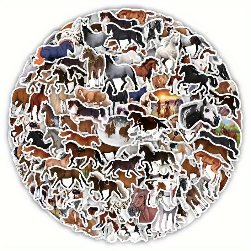 50pcs Horse Realistic Stickers for Water Bottle Laptop Luggage