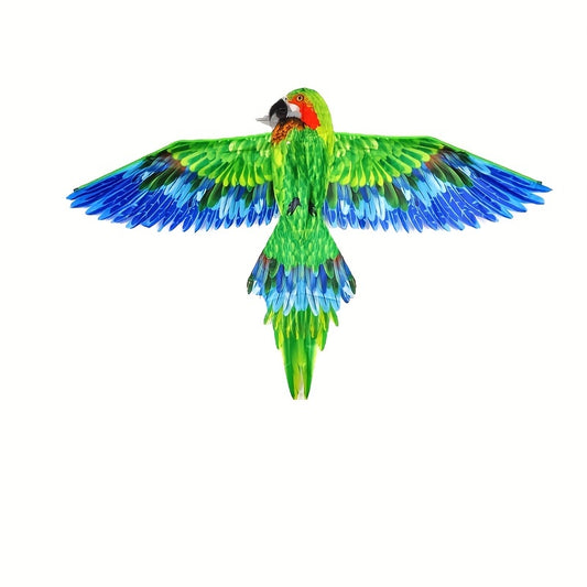 Green Parrot Kite D Handle Flying Lines Easy Setup Easy Fly Family Games