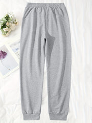 Smile Graphic Print Drawstring Jogger Sweatpants Women's Clothing