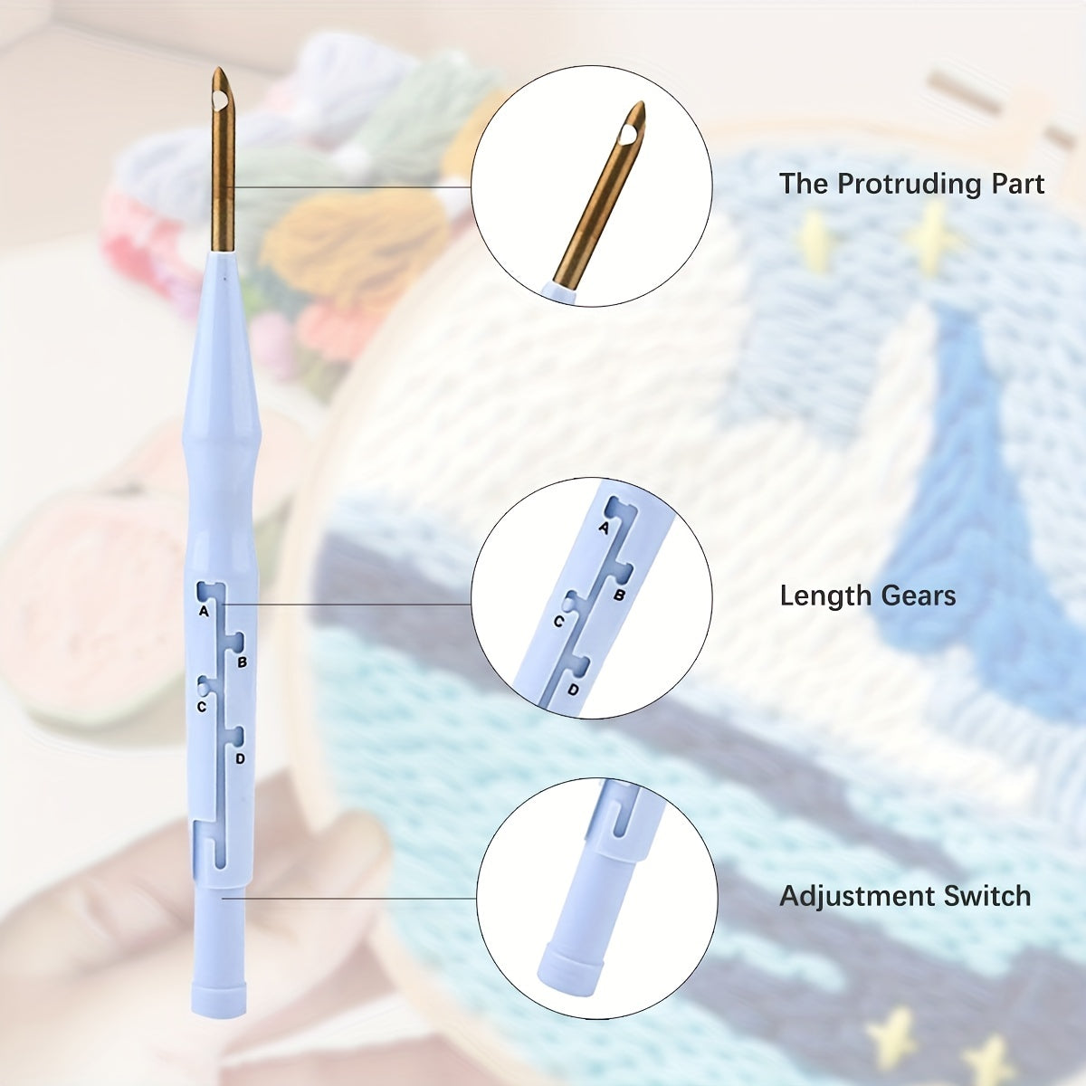 Flowers Pattern Punch Needle Embroidery Starter Kit 7 87x7 87in
