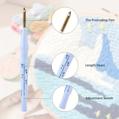 Flowers Pattern Punch Needle Embroidery Starter Kit 7 87x7 87in