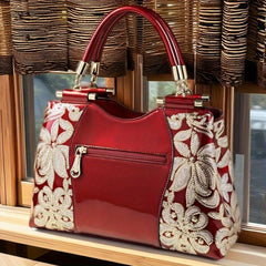Vintage Style Leather Tote Bag w/ Adjustable Strap
