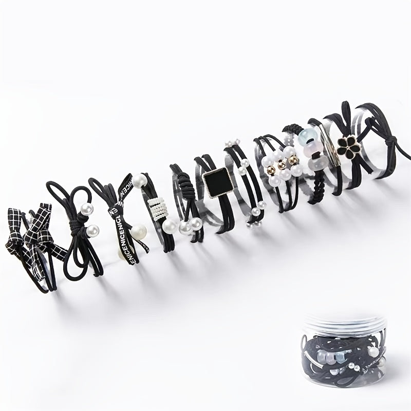 12pcs Elastic Hair Tie Hair Accessories For Women Rubber Band Ponytail Holders