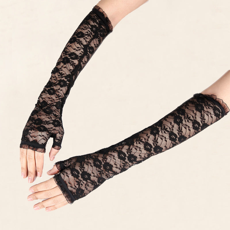 Lace Fingerless Gloves Long Arm Warmers