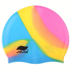 Unisex Gradient Silicone Swimming Cap Ear Protection Durable Waterproof