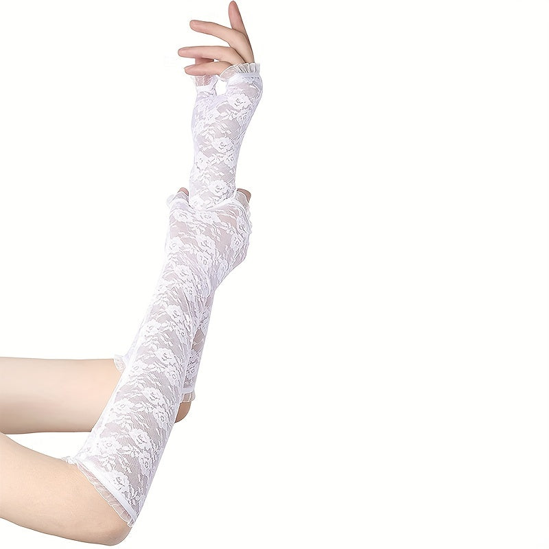 Lace Fingerless Bridal Gloves Solid Flower Decorative Wedding